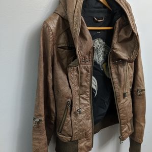 Danier leather bomber jacket with hood